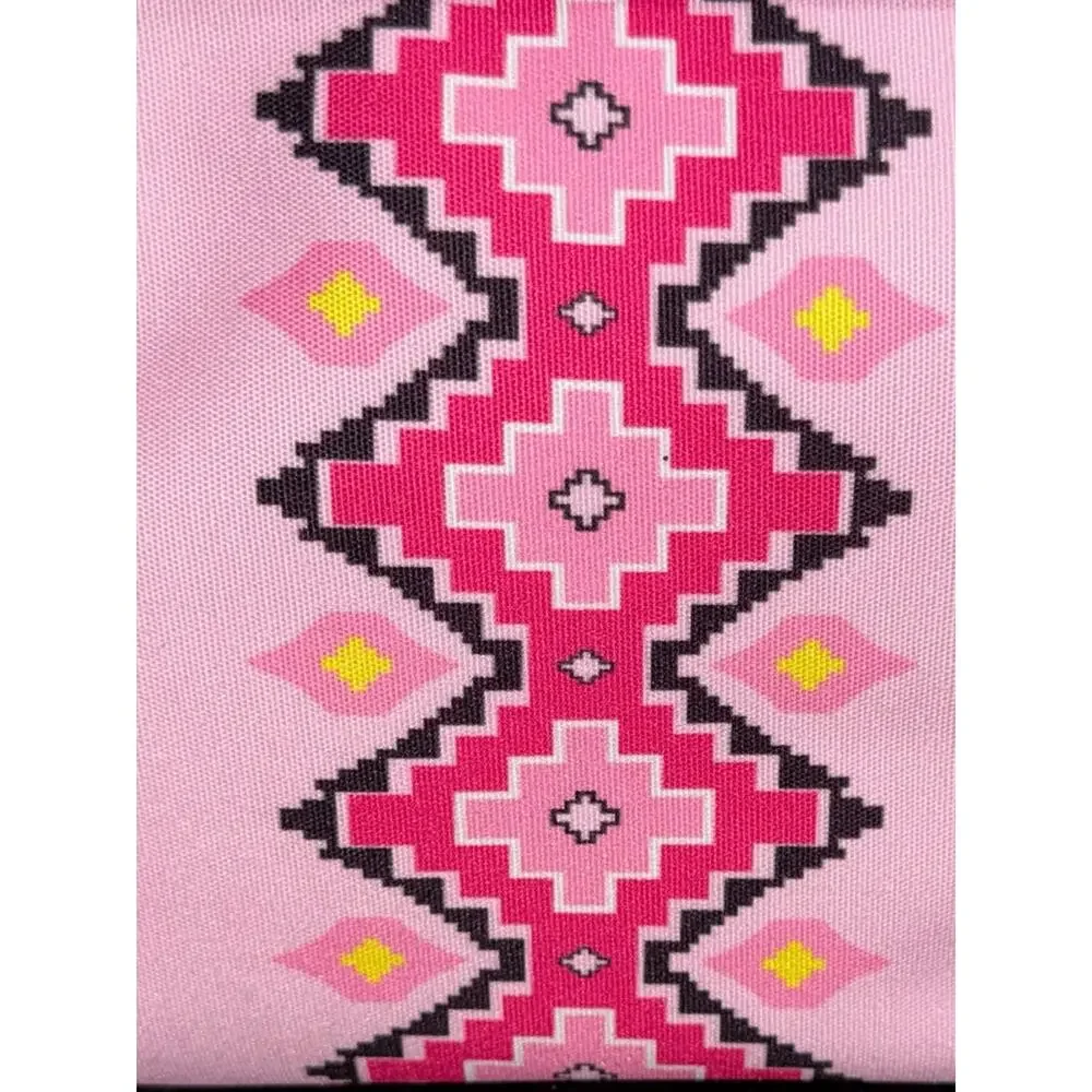 NEW Wrangler Pink Aztec CANVAS MAKEUP Zip Pouch BAG INSIDE SLIP POCKETS